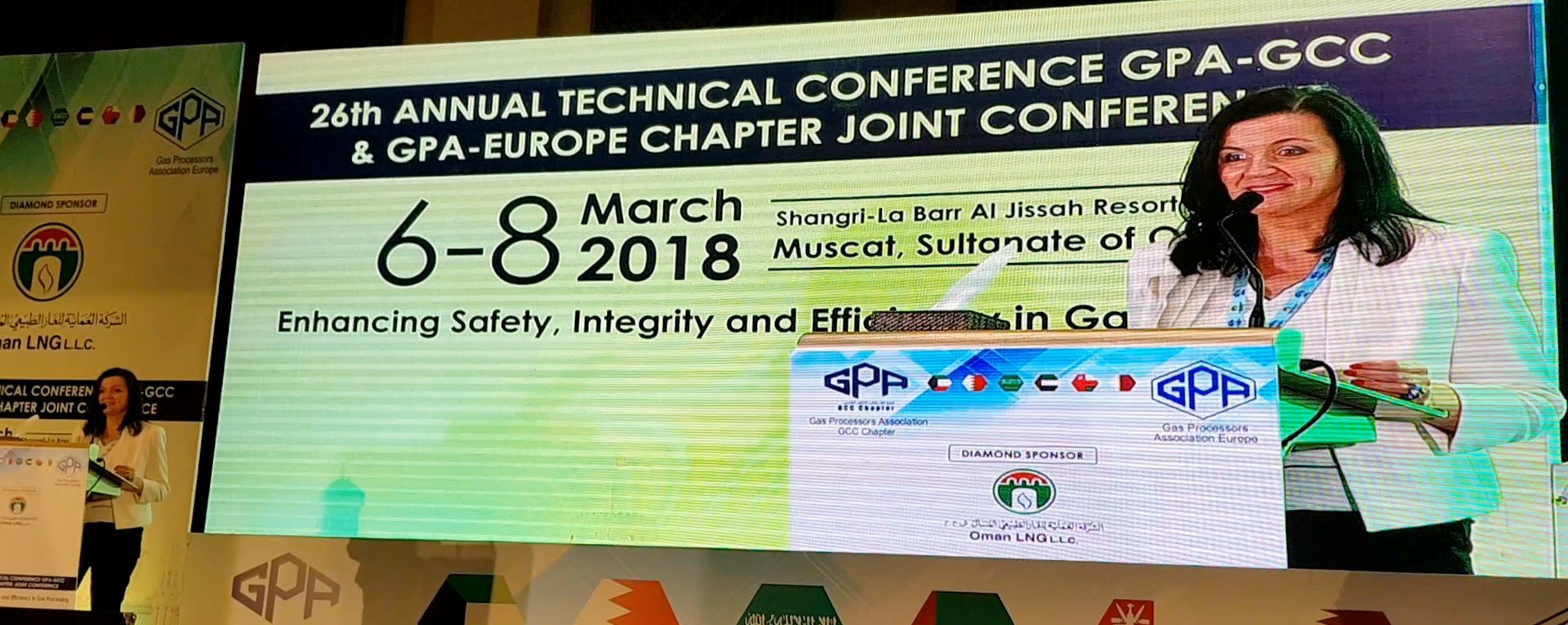 Anna Plekhanova speaking at the GPA-GCC and GPA-Europe joint conference, Muscat